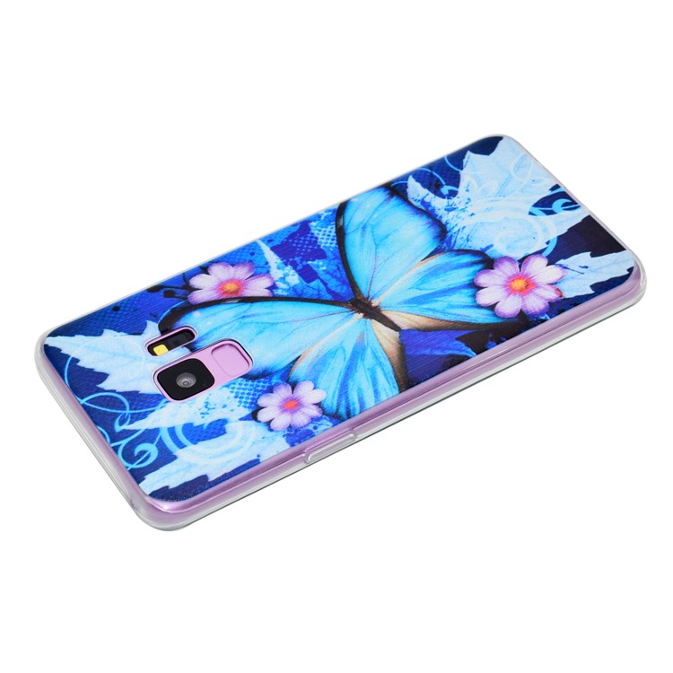 Pattern Printing TPU Cell Phone Casing for Samsung Galaxy S9 SM-G960 - Blue Butterfly-4