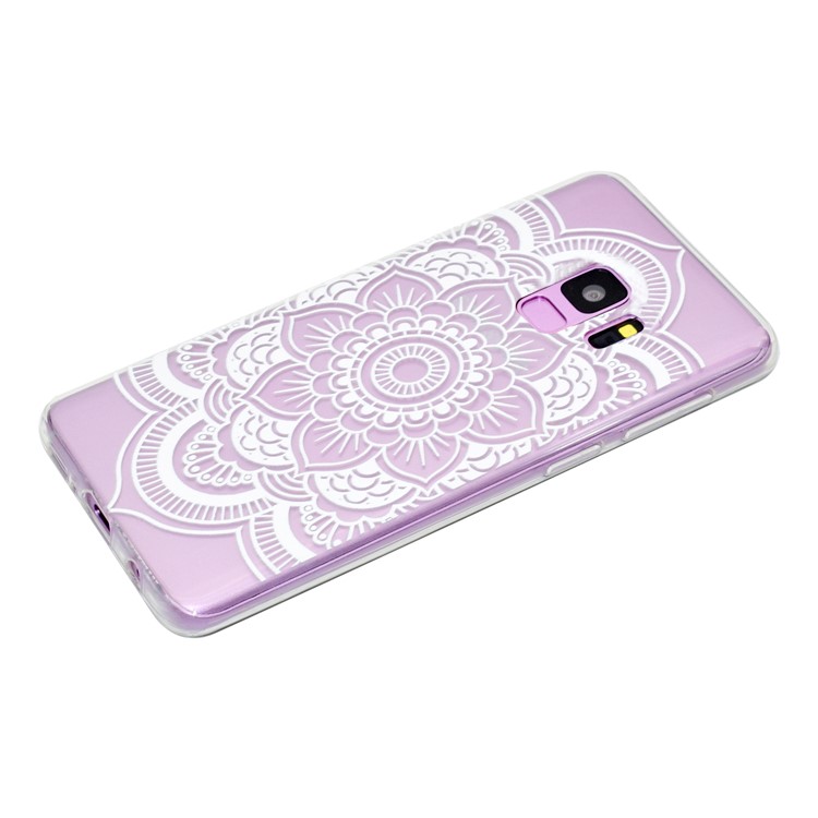 Pattern Printing Soft TPU Mobile Phone Casing for Samsung Galaxy S9 SM-G960 - White Lotus-3