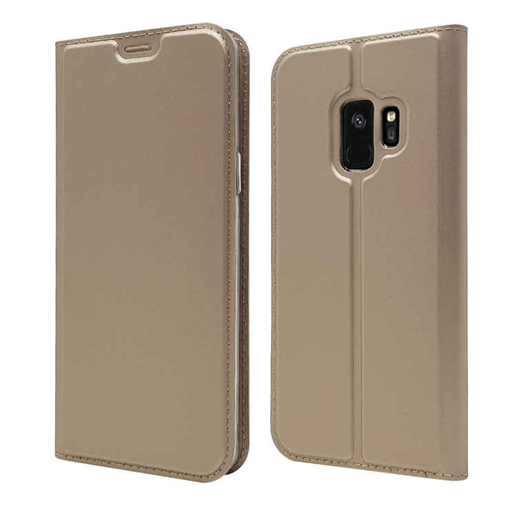 

Magnetic Adsorption Leather Mobile Protective Cover with Stand with Card Slot for Samsung Galaxy S9 G960 - Gold