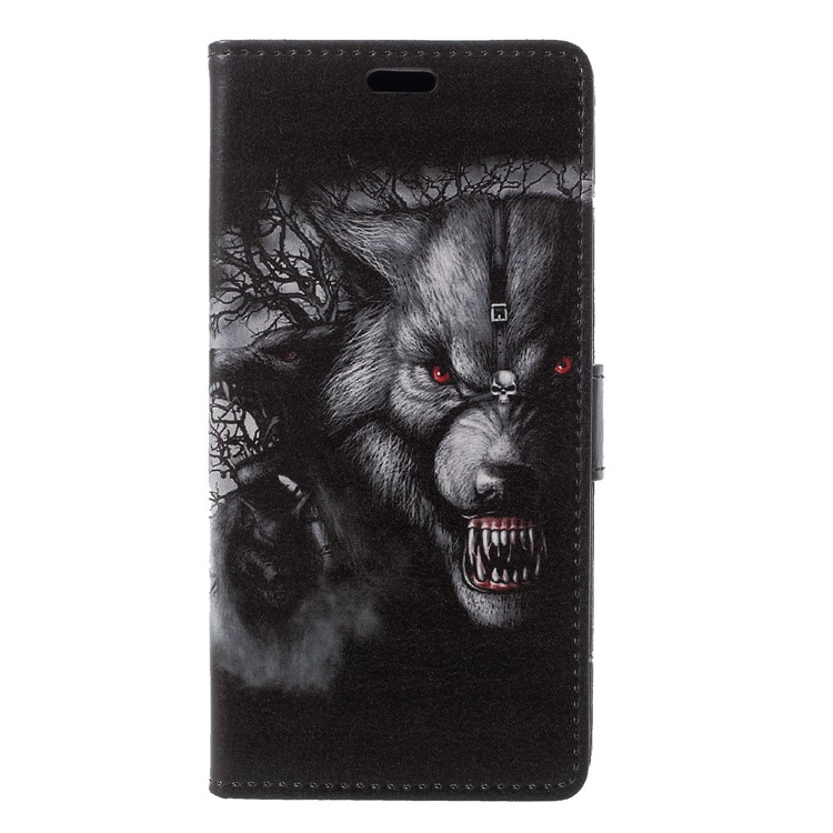 Pattern Printing Stand Leather Wallet Case for Samsung Galaxy A6+ (2018) / A9 Star Lite - Wolf Pattern-3