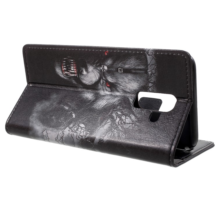 Pattern Printing Stand Leather Wallet Case for Samsung Galaxy A6+ (2018) / A9 Star Lite - Wolf Pattern-4