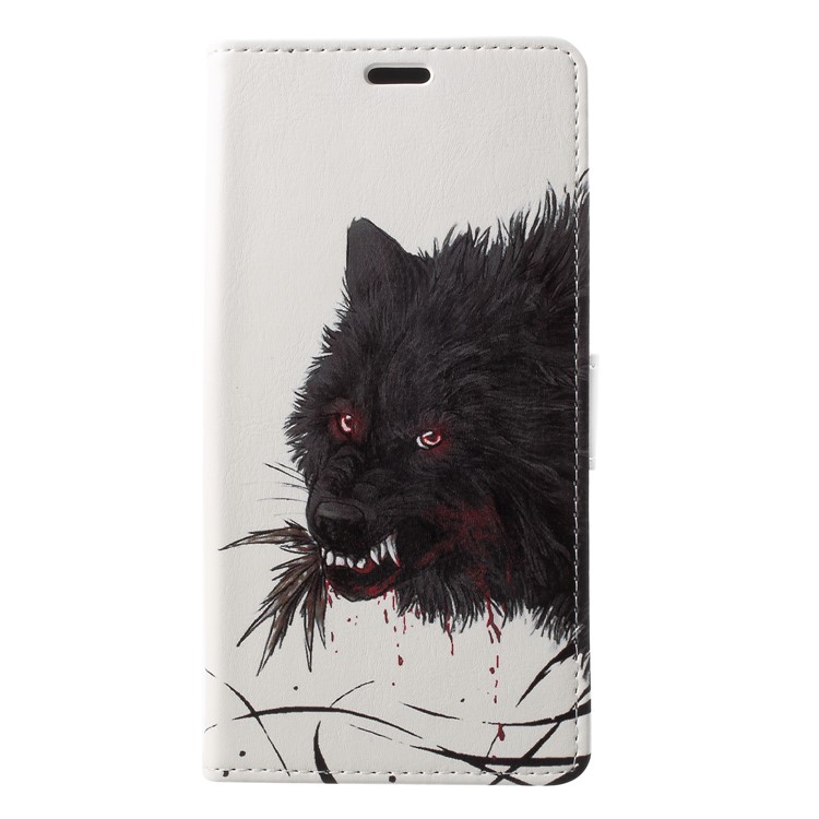 

Patterned Stand Leather Wallet Protective Mobile Cover for Samsung Galaxy A6 Plus (2018) / A9 Star Lite - Black Wolf, Galaxy A6+ (2018)