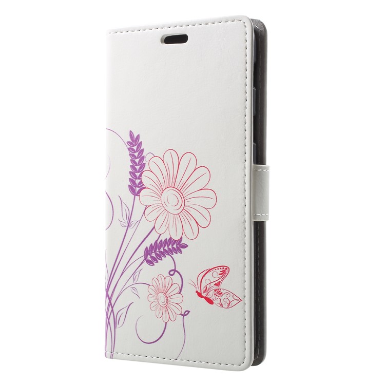 Pattern Printing Stand Leather Wallet Flip Accessory Case for Samsung Galaxy A6+ (2018) / A9 Star Lite - Flower Pattern-3