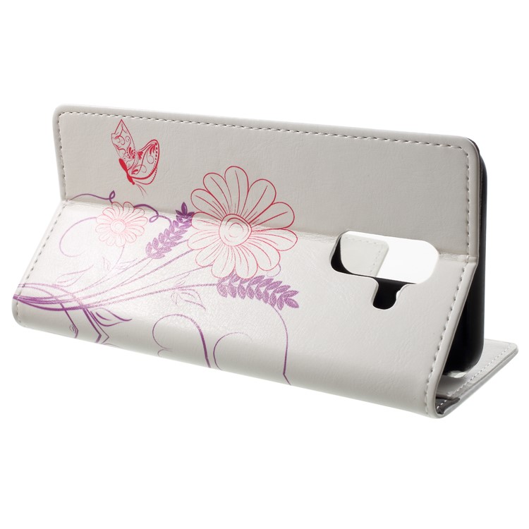Pattern Printing Stand Leather Wallet Flip Accessory Case for Samsung Galaxy A6+ (2018) / A9 Star Lite - Flower Pattern-4