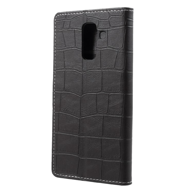 Vintage Crocodile Texture PU Leather Protection Mobile Case with Card Holder for Samsung Galaxy A6+ (2018) - Black-2