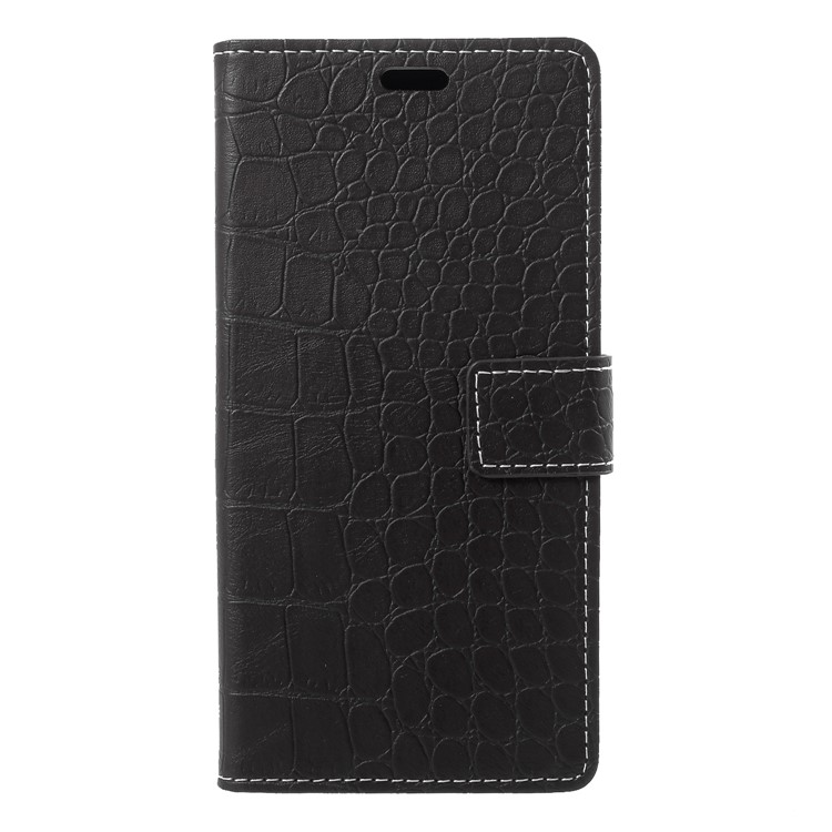 Vintage Crocodile Texture PU Leather Protection Mobile Case with Card Holder for Samsung Galaxy A6+ (2018) - Black-3