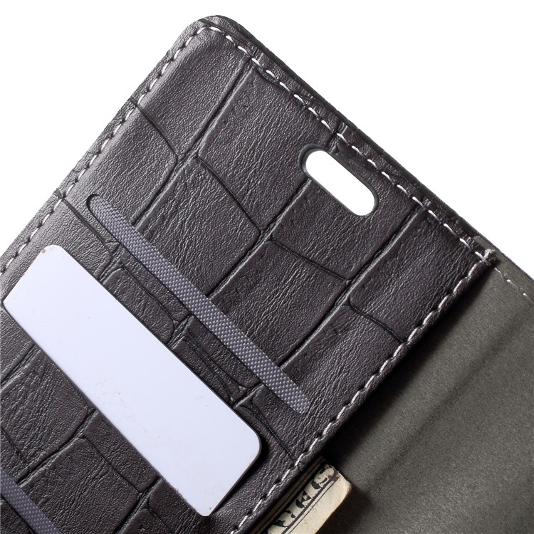 Vintage Crocodile Texture PU Leather Protection Mobile Case with Card Holder for Samsung Galaxy A6+ (2018) - Black-6