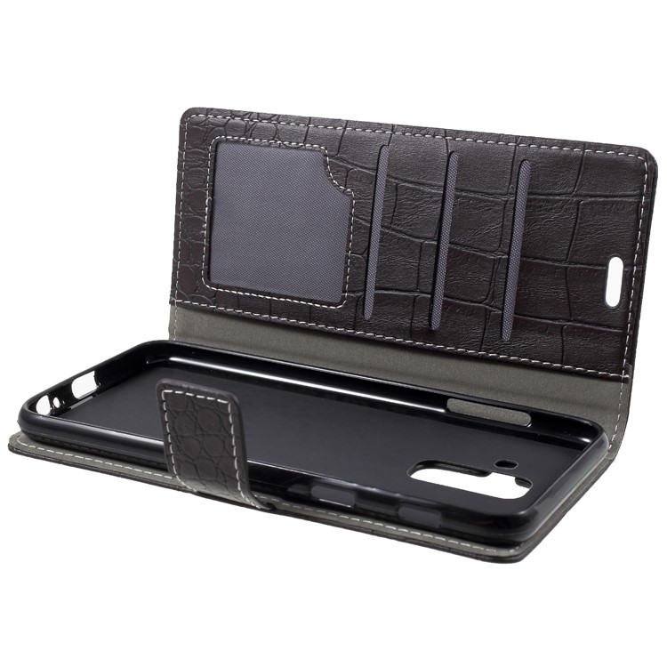 Vintage Crocodile Texture PU Leather Protection Mobile Case with Card Holder for Samsung Galaxy A6+ (2018) - Black-7