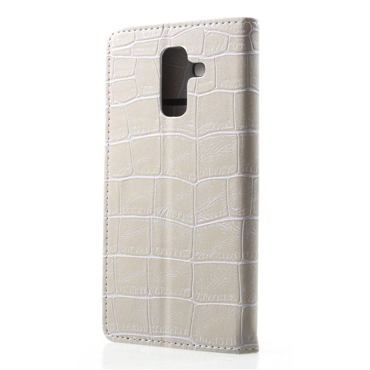 Vintage Crocodile Texture PU Leather Protection Mobile Casing with Card Holder for Samsung Galaxy A6+ (2018) - White-2