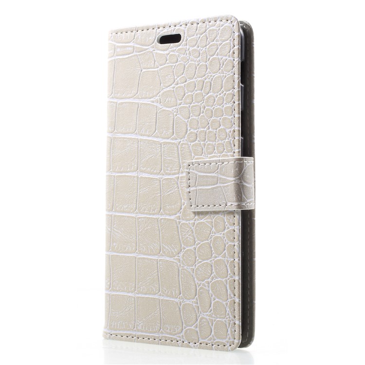 Vintage Crocodile Texture PU Leather Protection Mobile Casing with Card Holder for Samsung Galaxy A6+ (2018) - White-3