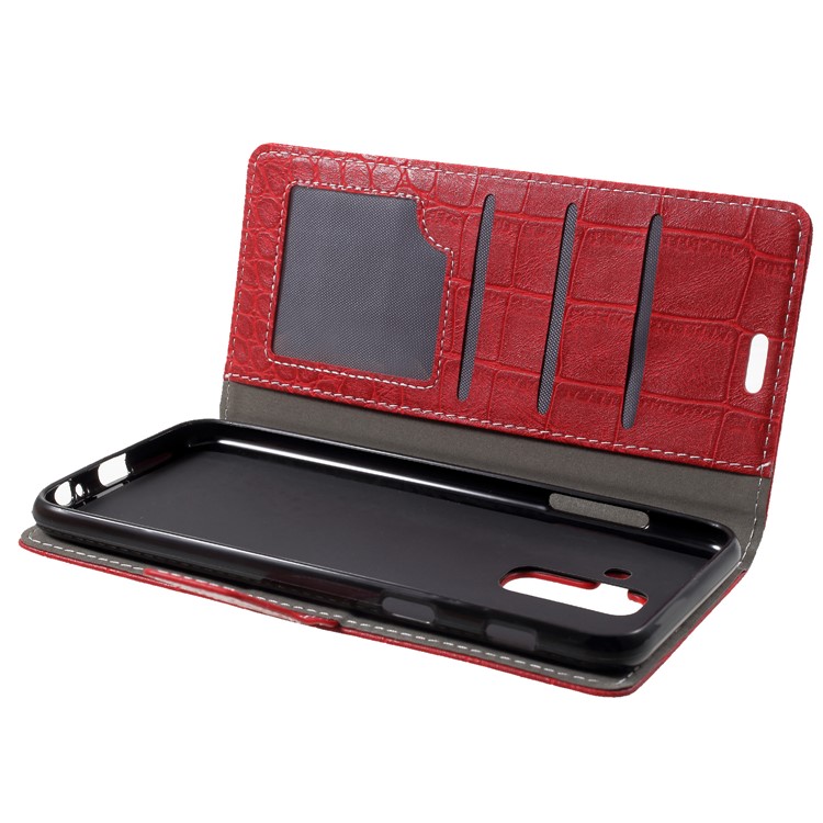 Vintage Crocodile Texture PU Leather Protection Mobile Cover with Card Holder for Samsung Galaxy A6+ (2018) - Red-5