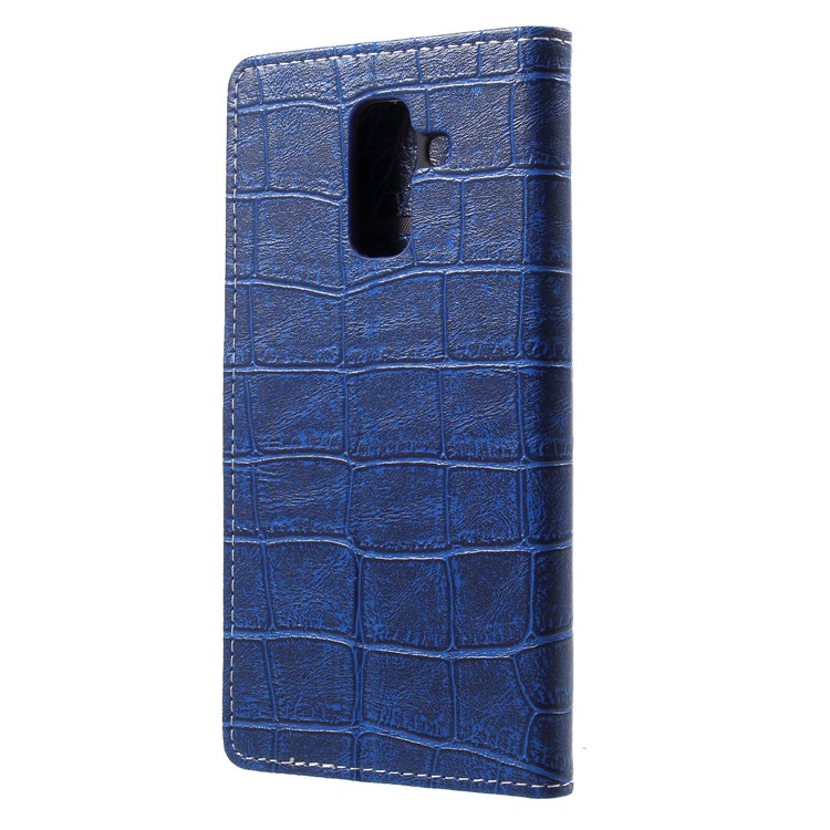 Vintage Crocodile Texture PU Leather Protection Mobile Shell with Card Holder for Samsung Galaxy A6+ (2018) - Blue-2