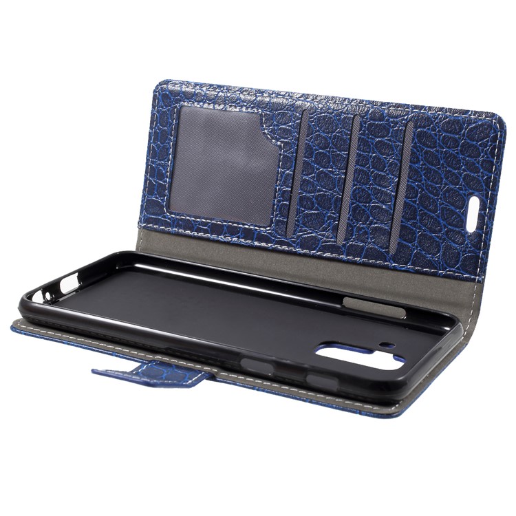 Vintage Crocodile Texture PU Leather Protection Mobile Shell with Card Holder for Samsung Galaxy A6+ (2018) - Blue-5