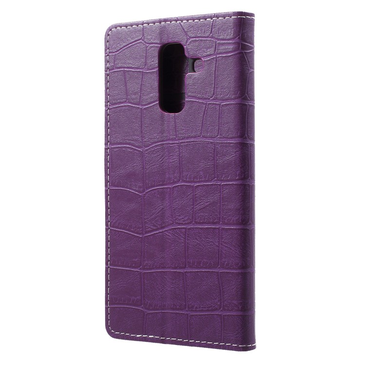Vintage Crocodile Texture PU Leather Protection Mobile Phone Case with Card Holder for Samsung Galaxy A6+ (2018) - Purple-2