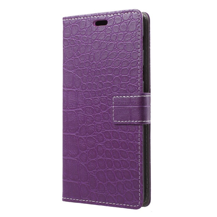 Vintage Crocodile Texture PU Leather Protection Mobile Phone Case with Card Holder for Samsung Galaxy A6+ (2018) - Purple-3