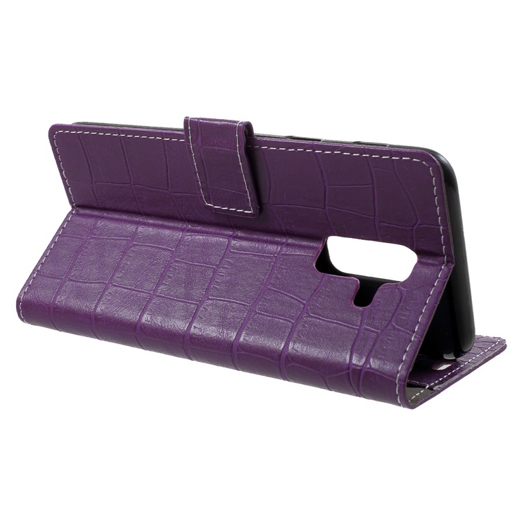 Vintage Crocodile Texture PU Leather Protection Mobile Phone Case with Card Holder for Samsung Galaxy A6+ (2018) - Purple-4