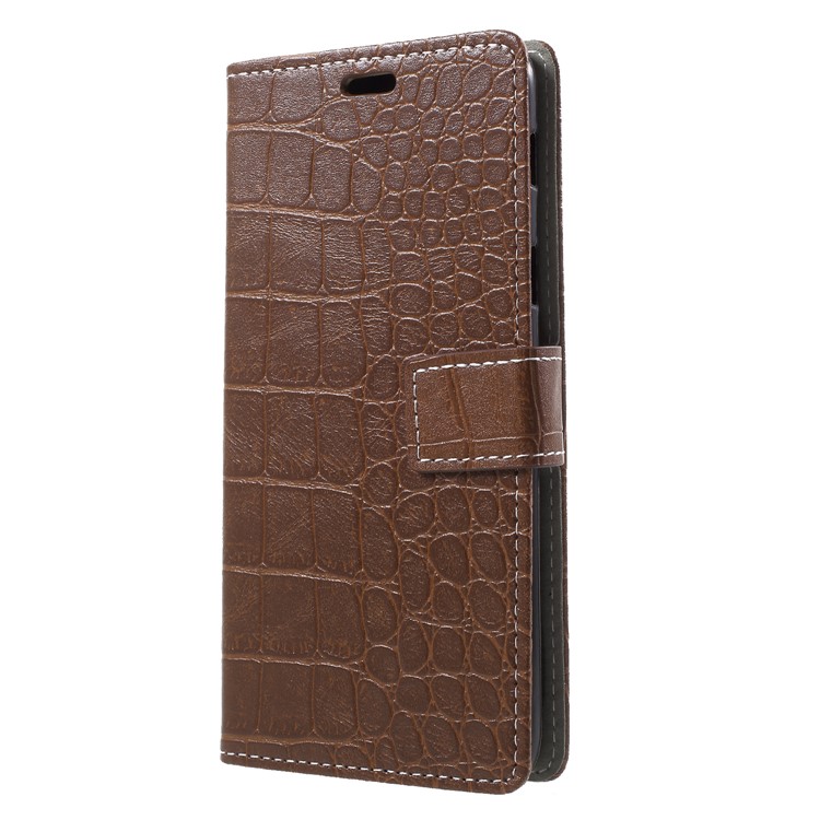 Vintage Crocodile Texture PU Leather Protection Cellphone Cover with Card Holder for Samsung Galaxy A6+ (2018) - Brown-3