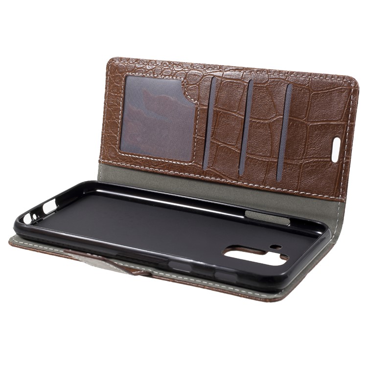 Vintage Crocodile Texture PU Leather Protection Cellphone Cover with Card Holder for Samsung Galaxy A6+ (2018) - Brown-5