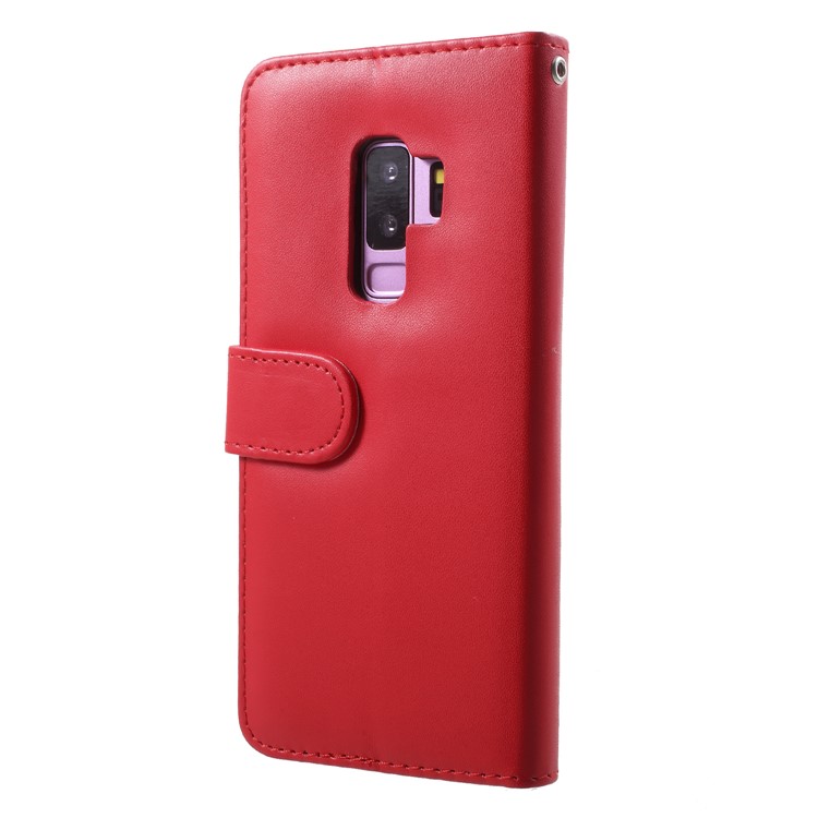 Wallet Stand PU Leather Flip Mobile Case for Samsung Galaxy S9+ G965 - Red-3