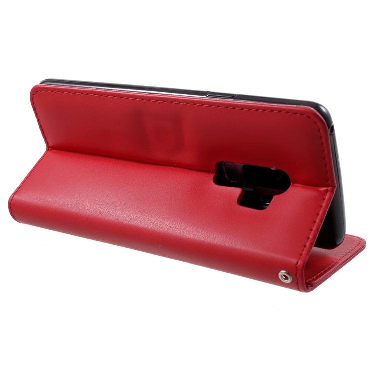 Wallet Stand PU Leather Flip Mobile Case for Samsung Galaxy S9+ G965 - Red-5