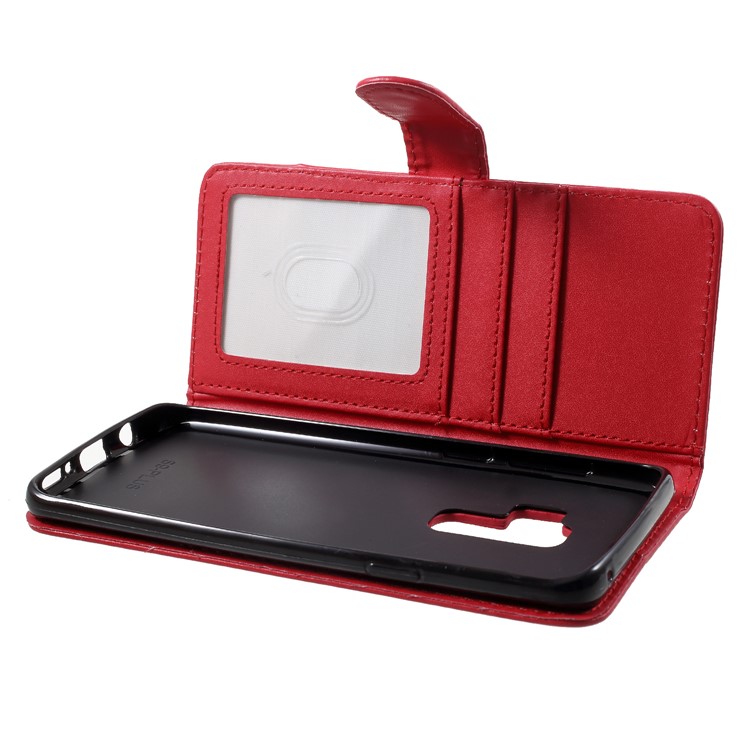 Wallet Stand PU Leather Flip Mobile Case for Samsung Galaxy S9+ G965 - Red-6