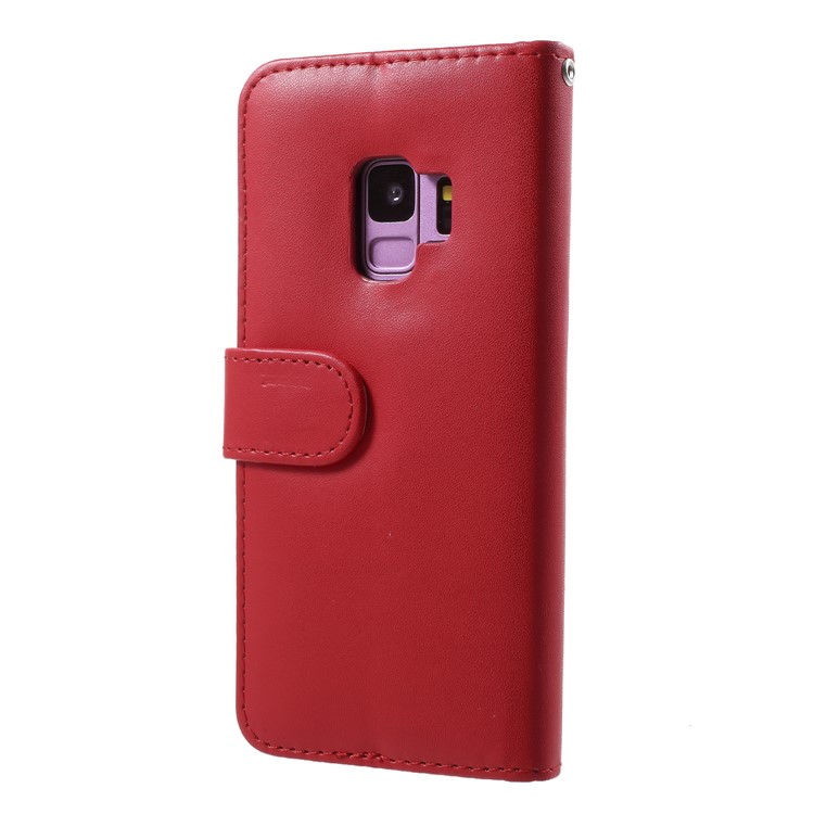 Wallet Stand Flip Leather Phone Case for Samsung Galaxy S9 G960 - Red-2