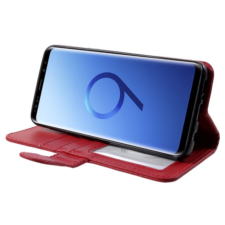 Wallet Stand Flip Leather Phone Case for Samsung Galaxy S9 G960 - Red-4