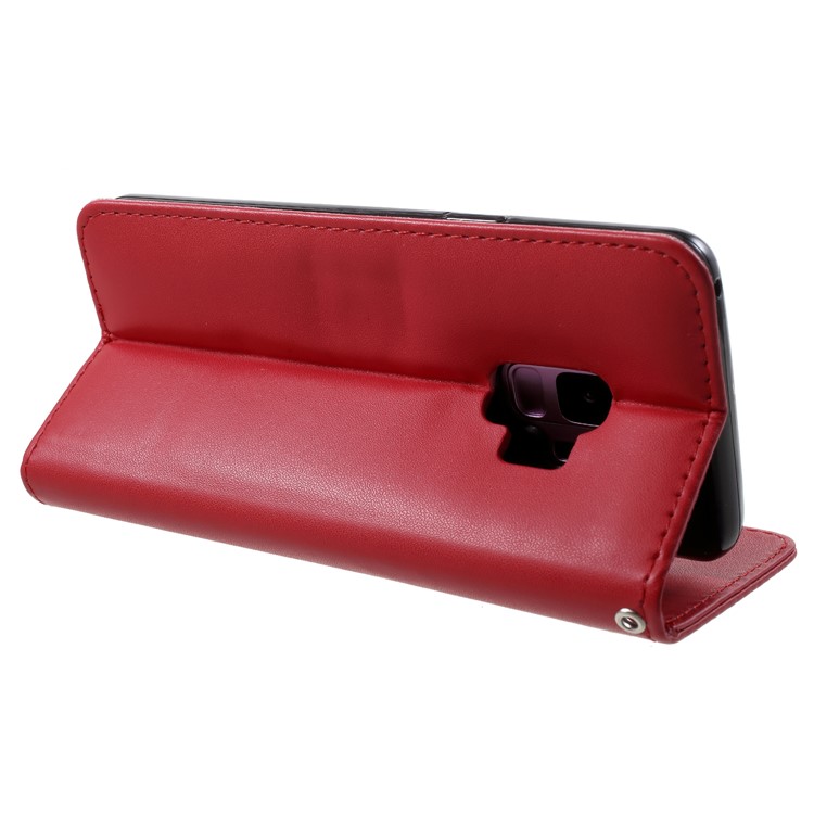 Wallet Stand Flip Leather Phone Case for Samsung Galaxy S9 G960 - Red-5
