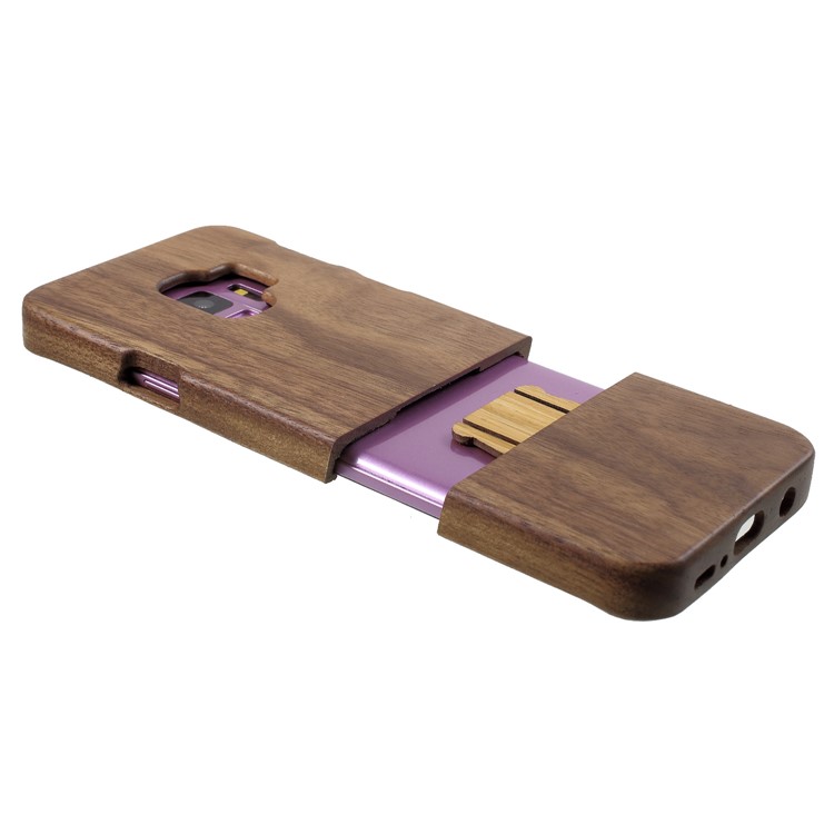 Detachable Handmade Wood Hard Case for Samsung Galaxy S9 SM-G960 - Coffee-6