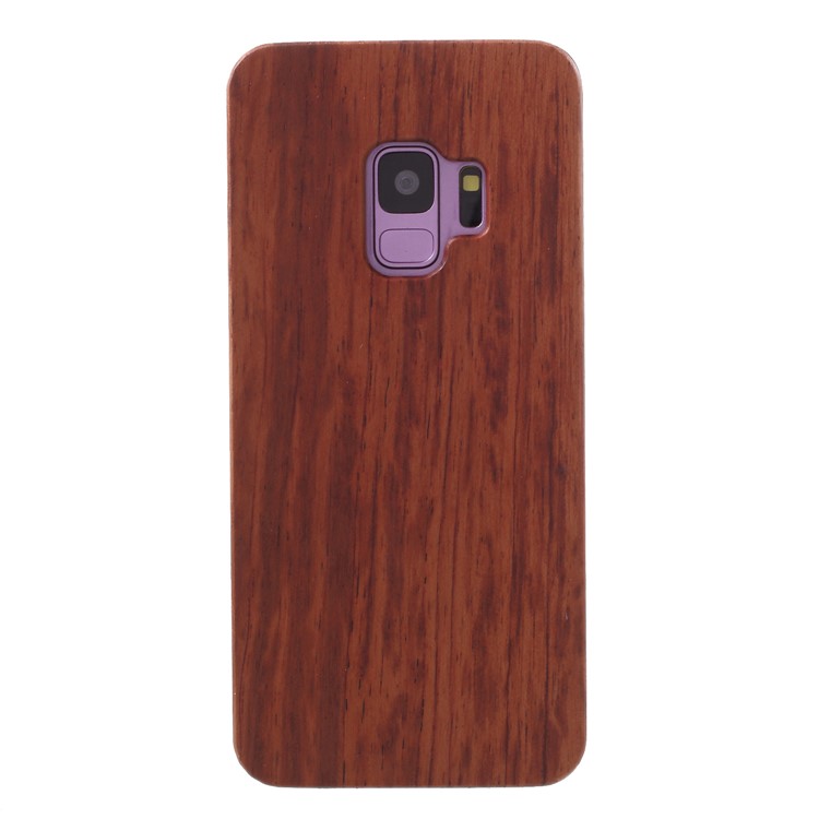 

For Samsung Galaxy S9 SM-G960 Wood Coated PC Hybrid Mobile Case - Wine Red