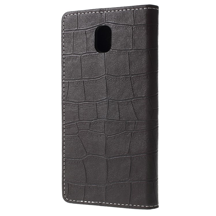 For Samsung Galaxy J6 (2018) Crocodile Texture Vintage Leather Wallet Stand Case - Black-2