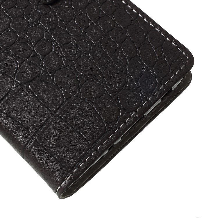 For Samsung Galaxy J6 (2018) Crocodile Texture Vintage Leather Wallet Stand Case - Black-4