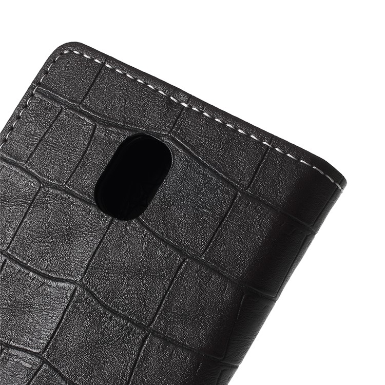 For Samsung Galaxy J6 (2018) Crocodile Texture Vintage Leather Wallet Stand Case - Black-5