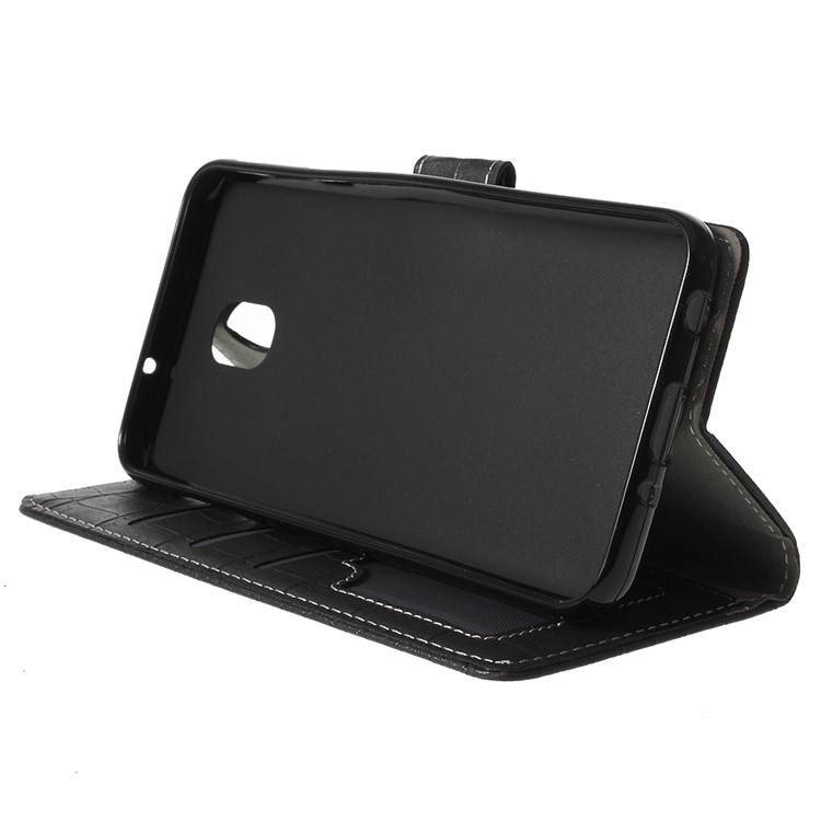 For Samsung Galaxy J6 (2018) Crocodile Texture Vintage Leather Wallet Stand Case - Black-8