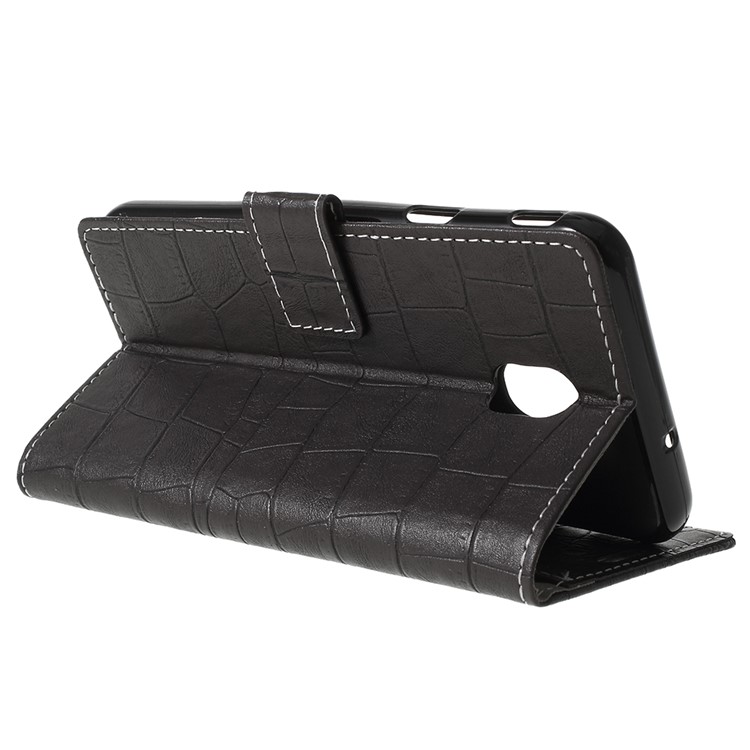 For Samsung Galaxy J6 (2018) Crocodile Texture Vintage Leather Wallet Stand Case - Black-9
