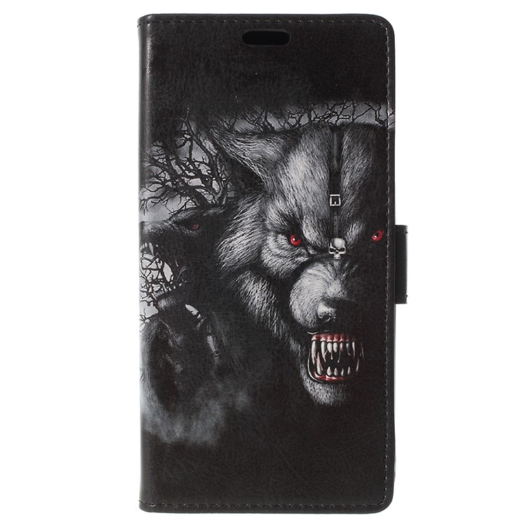 Pattern Printing Wallet Leather Cell Phone Cover for Samsung Galaxy J4 (2018) - Fierce Wolf-3