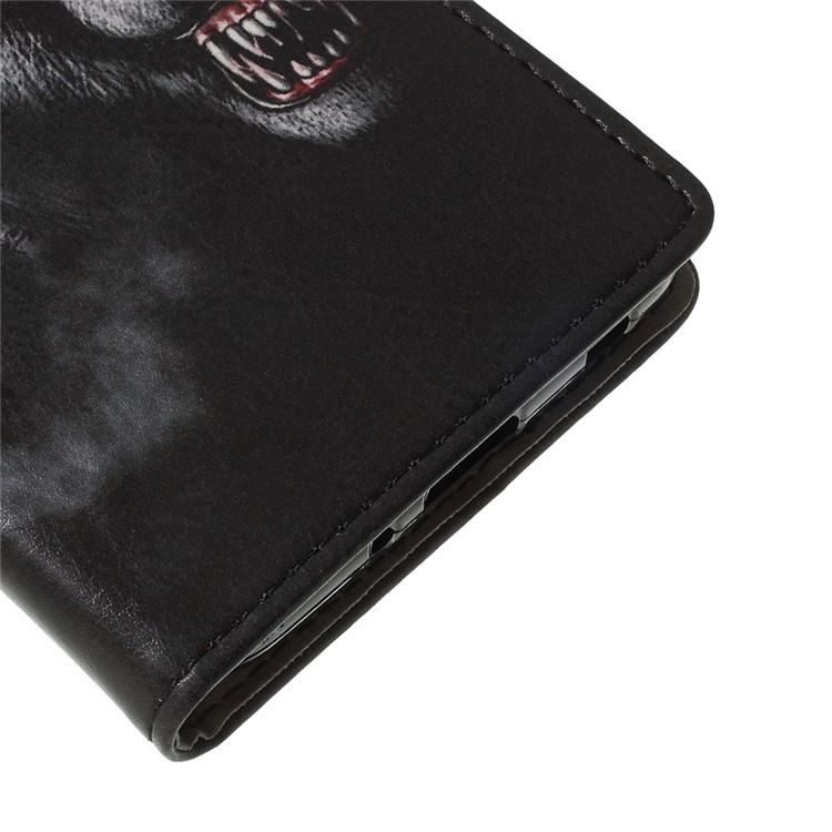 Pattern Printing Wallet Leather Cell Phone Cover for Samsung Galaxy J4 (2018) - Fierce Wolf-4