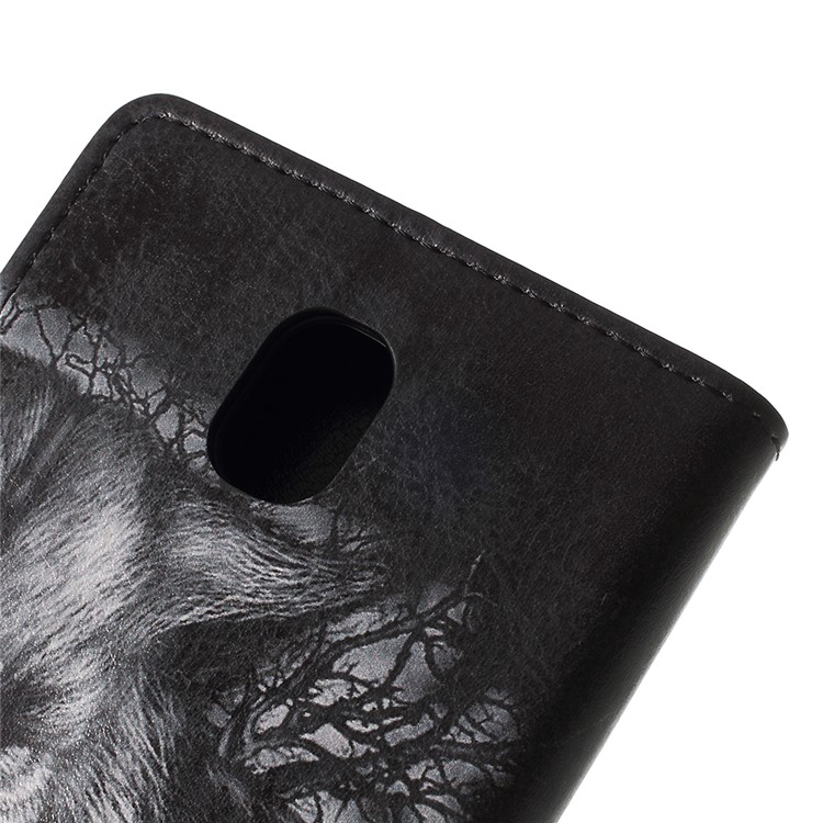 Pattern Printing Wallet Leather Cell Phone Cover for Samsung Galaxy J4 (2018) - Fierce Wolf-5