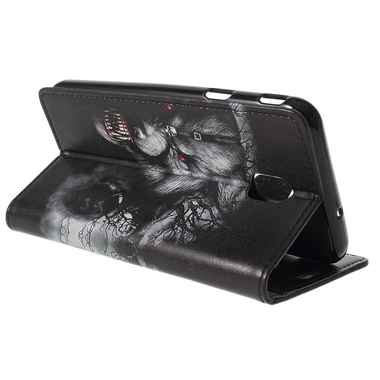 Pattern Printing Stand Leather Wallet Mobile Cover for Samsung Galaxy J6 (2018) - Fierce Wolf-7