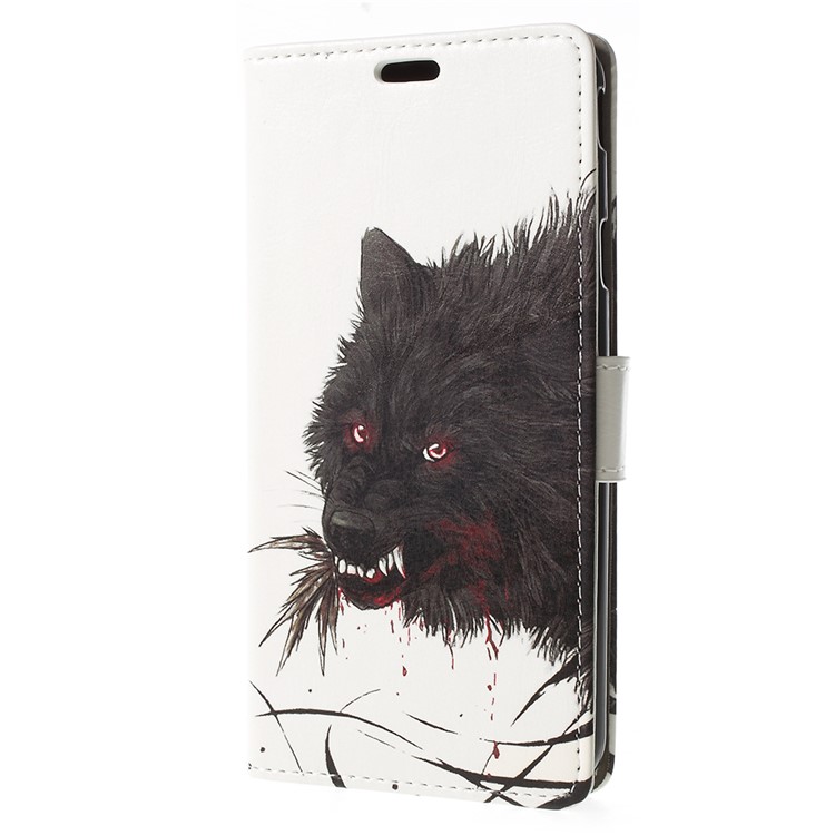 Pattern Printing Stand Leather Wallet Folio Phone Cover for Samsung Galaxy J7 (2018) J737 - Bloody Wolf-2