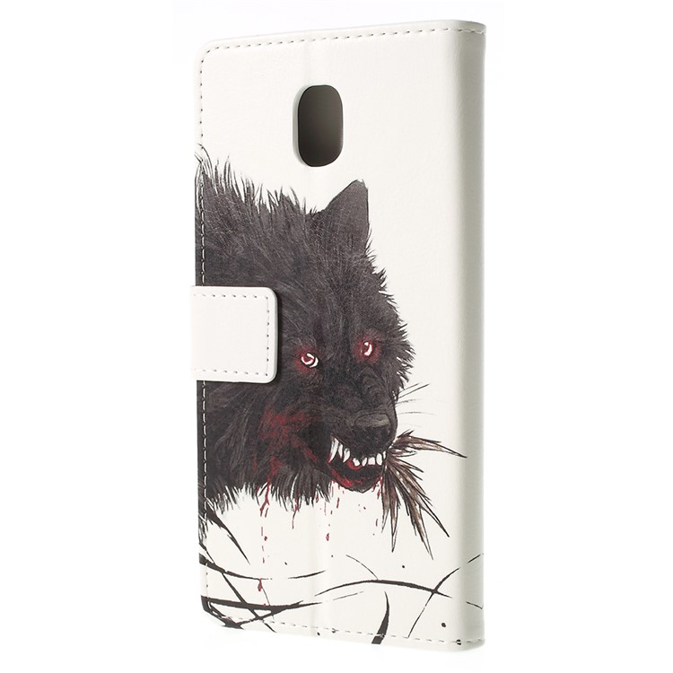 Pattern Printing Stand Leather Wallet Folio Phone Cover for Samsung Galaxy J7 (2018) J737 - Bloody Wolf-3