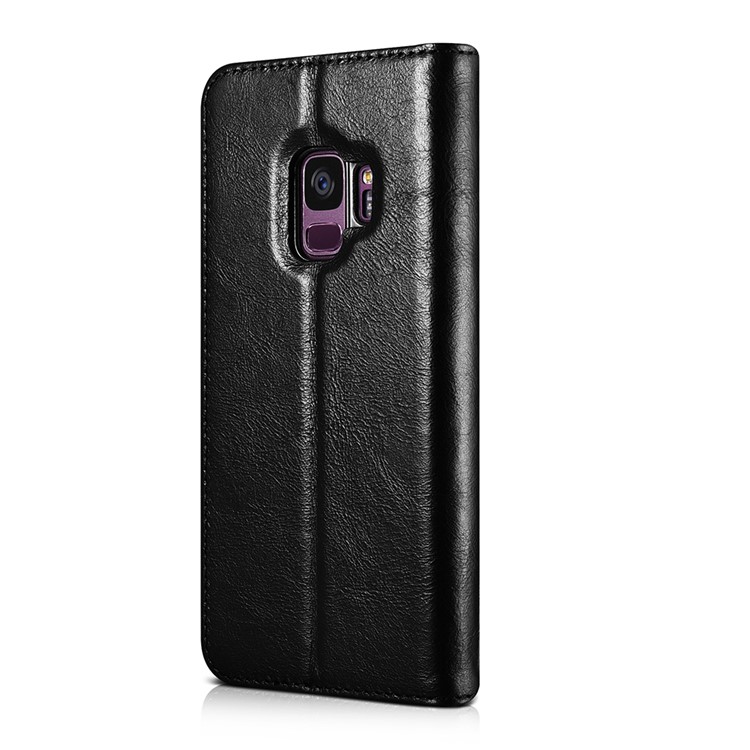 XOOMZ Auto-absorbed Genuine Leather Wallet Cover for Samsung Galaxy S9 G960 - Black-3