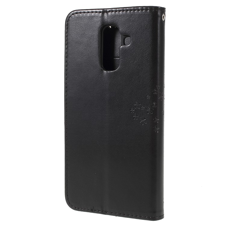 For Samsung Galaxy A6 Plus (2018) / A9 Star Lite Imprint Tree Owl Wallet Stand PU Leather Phone Case - Black-3