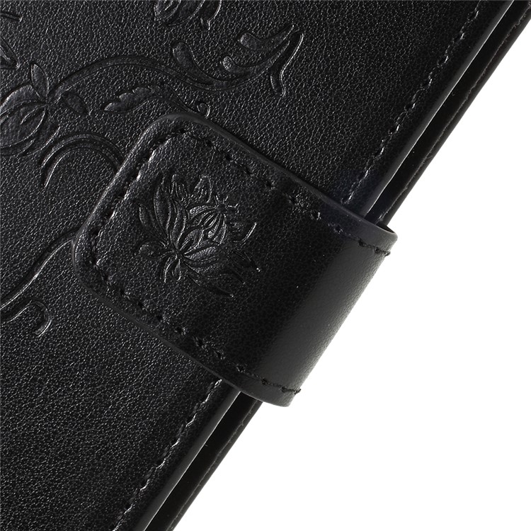 Imprint Butterfly Flower Wallet Leather Case for Samsung Galaxy A6 Plus (2018) / A9 Star Lite - Black-6