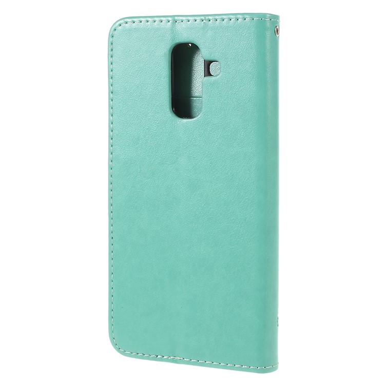 Imprint Butterfly Flower Wallet Stand Leather Phone Cover for Samsung Galaxy A6+ (2018) / A9 Star Lite - Green-3