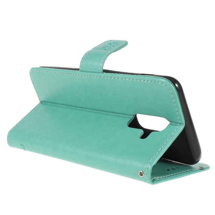 Imprint Butterfly Flower Wallet Stand Leather Phone Cover for Samsung Galaxy A6+ (2018) / A9 Star Lite - Green-5