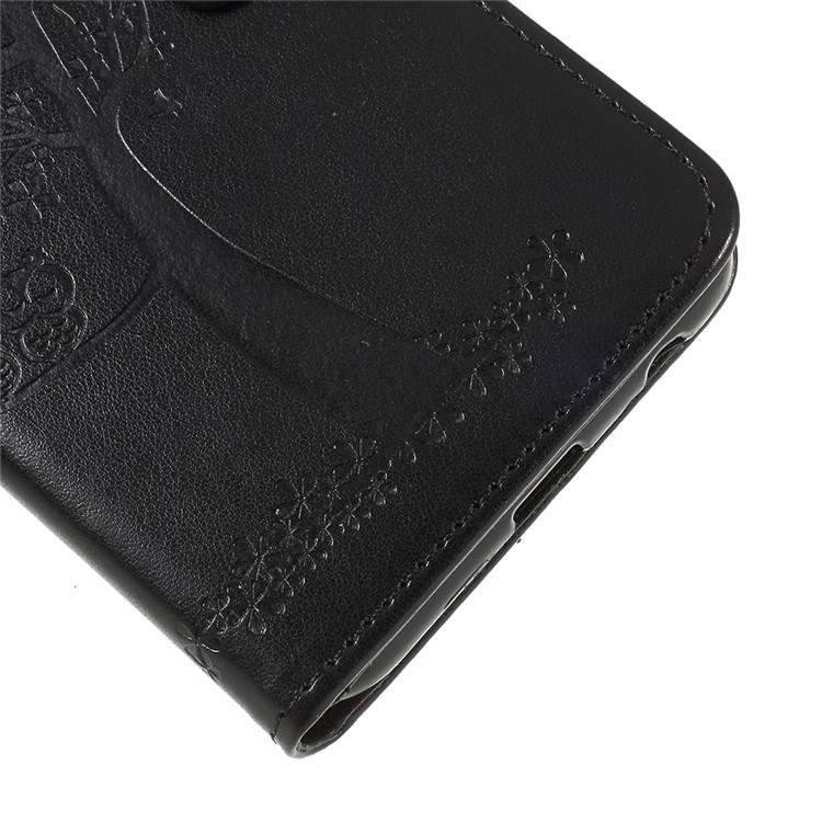 For Samsung Galaxy A6 (2018) Imprint Tree Owl Wallet Stand PU Leather Phone Shell - Black-4