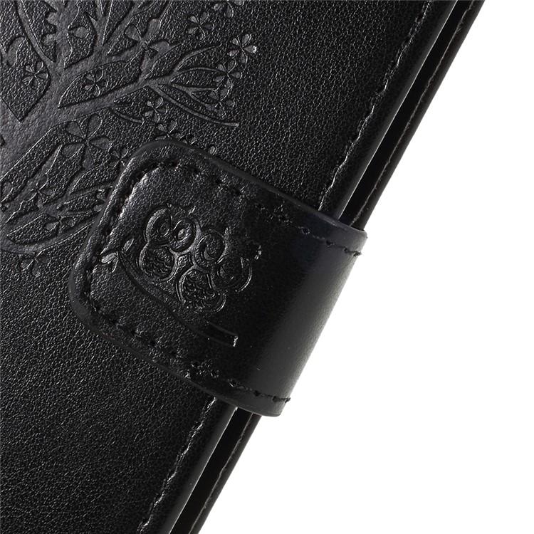 For Samsung Galaxy A6 (2018) Imprint Tree Owl Wallet Stand PU Leather Phone Shell - Black-6