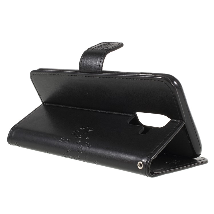 For Samsung Galaxy A6 (2018) Imprint Tree Owl Wallet Stand PU Leather Phone Shell - Black-8