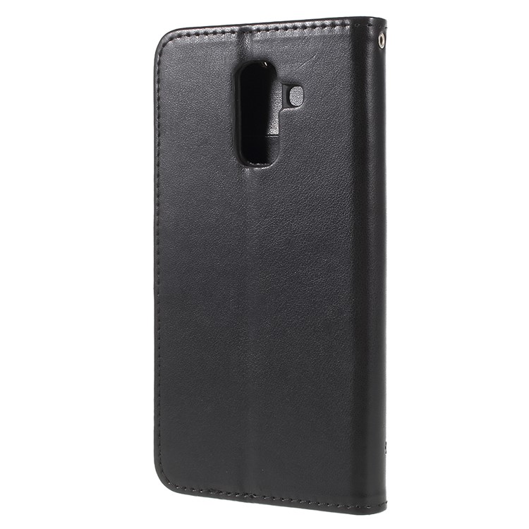 Imprint Butterfly Flowers Magnetic Wallet Leather Stand Case for Samsung Galaxy A6 (2018) - Black-2